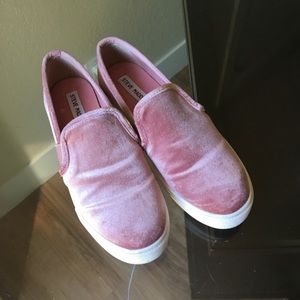 Pink Velvet Slip Ons